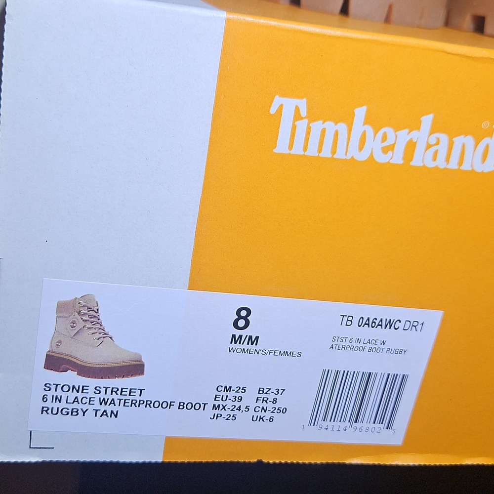 Timberland Women's Size 8 Stone Street 6 In Lace Waterproof Boot Rugby Tan - Picture 4 of 5
